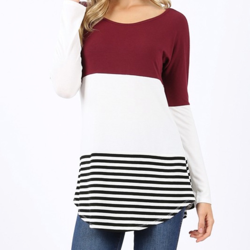 Long sleeve color block shirt